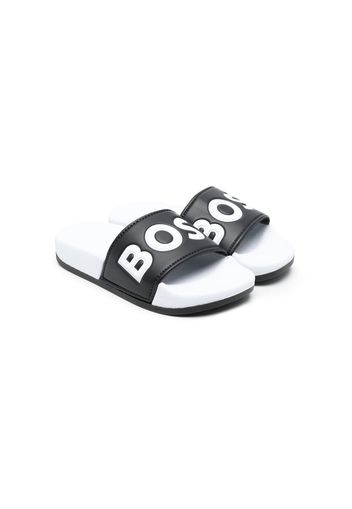 BOSS Kidswear logo-print slides - Schwarz