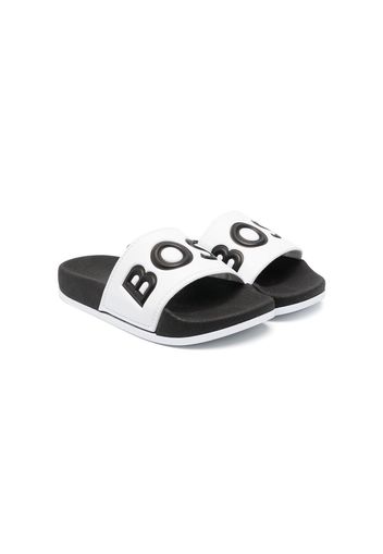 BOSS Kidswear embossed-logo slides - Weiß