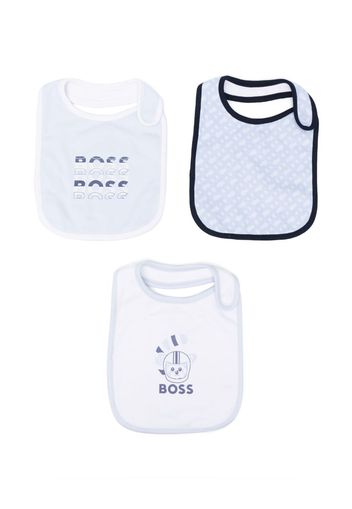 BOSS Kidswear set of 3 cotton bibs - Blau