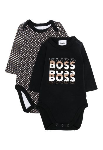 BOSS Kidswear Strampler-Set mit Monogramm-Print - Schwarz