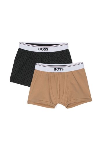 BOSS Kidswear Short-Set mit Monogramm - Schwarz