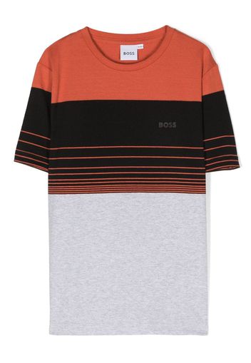 BOSS Kidswear Gestreiftes T-Shirt - Orange