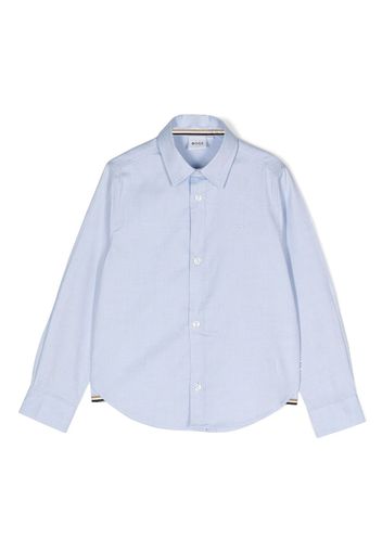 BOSS Kidswear logo-embroidered cotton shirt - Blau