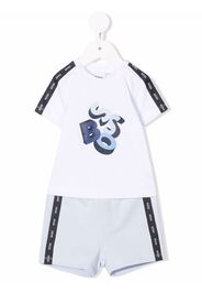 BOSS Kidswear two-tone logo-trim print tracksuit - Weiß