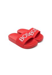 BOSS Kidswear embossed-logo rubber slides - Rot