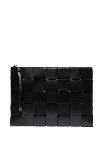 Bottega Veneta large Intrecciato zipped clutch - Schwarz