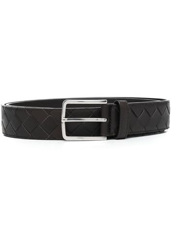 Bottega Veneta Intrecciato-design buckle belt - Braun