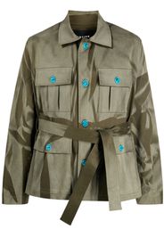 Botter abstract-print belted jacket - Grün