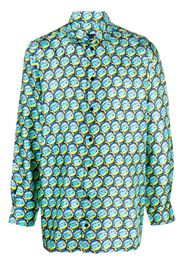 Botter graphic-print satin-finish shirt - Blau
