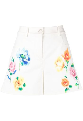 Boutique Moschino Jeans-Shorts mit Blumen-Print - Weiß