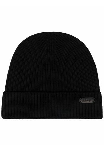 Brioni purl-knit logo-tag beanie - Schwarz