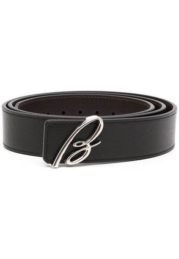 Brioni logo-plaque leather belt - Schwarz