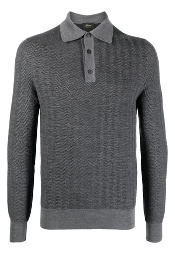 Brioni long-sleeve wool polo shirt - Grau