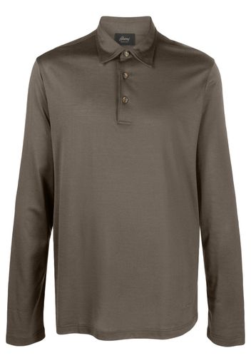 Brioni long-sleeve silk-blend polo shirt - Grün