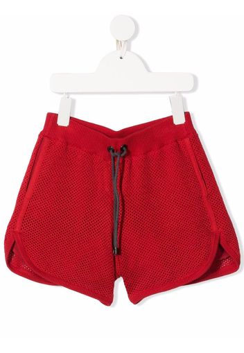 Brunello Cucinelli Kids Bermudas mit Lochmuster - Rot