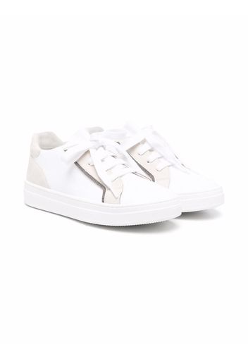 Brunello Cucinelli Kids Monili panelled suede-trim sneakers - Weiß