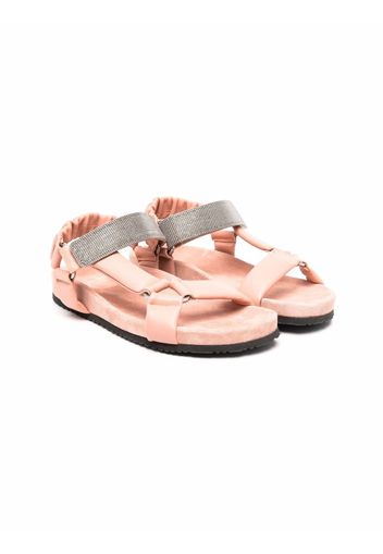 Brunello Cucinelli Kids silver-studded touch-strap sandals - Rosa