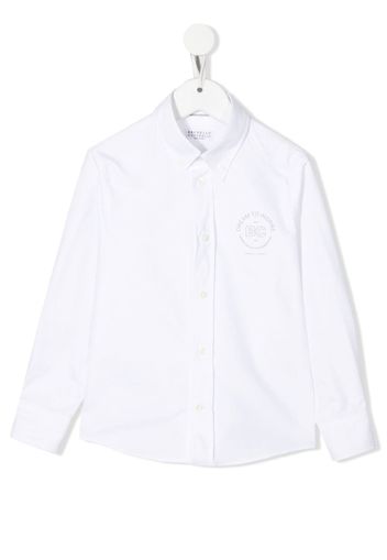 Brunello Cucinelli Kids chest-logo long-sleeve shirt - Weiß