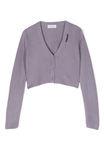 Brunello Cucinelli Kids monili-detail cardigan - Violett