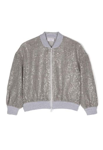 Brunello Cucinelli Kids Bomberjacke mit Pailletten - GREY