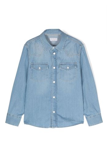 Brunello Cucinelli Kids Jeanshemd mit langen Ärmeln - BLUE