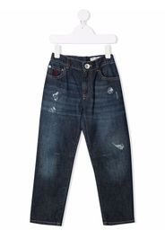 Brunello Cucinelli Kids Halbhohe Straight-Leg-Jeans - Blau