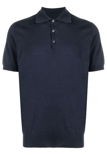 Brunello Cucinelli Fein gestricktes Poloshirt - Blau