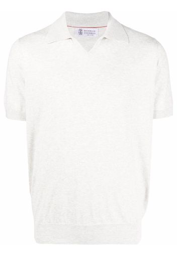 Brunello Cucinelli ribbed-trim polo shirt - Grau