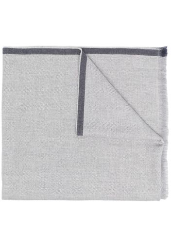 Brunello Cucinelli contrast-trim frayed-edge scarf - Grau