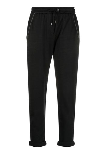 Brunello Cucinelli Monili-embellished cropped track pants - Schwarz