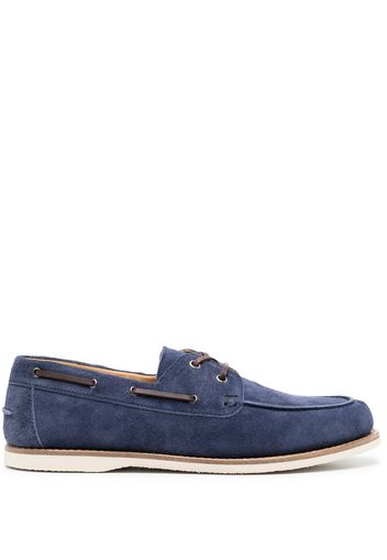 Brunello Cucinelli lace-up suede boat shoes - Blau