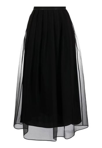 Brunello Cucinelli layered chiffon midi skirt - Schwarz