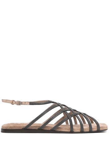 Brunello Cucinelli crossover-strap detail sandals - Braun