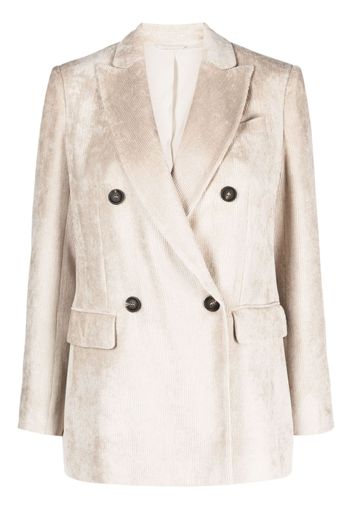 Brunello Cucinelli double-breasted corduroy blazer - Nude