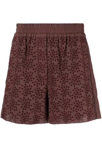 Brunello Cucinelli floral-embroidered cotton shorts - Rot