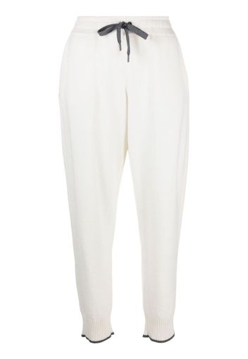 Brunello Cucinelli tapered-leg cashmere track pants - Weiß