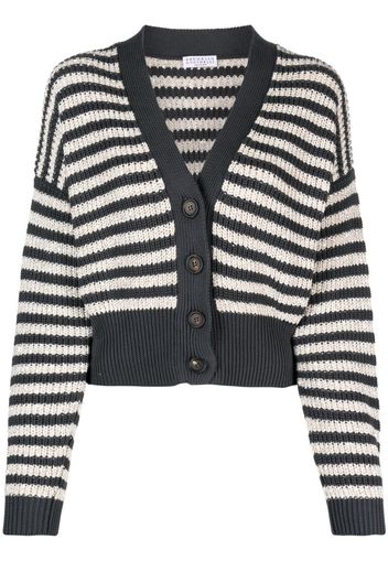 Brunello Cucinelli striped V-neck cardigan - Grau