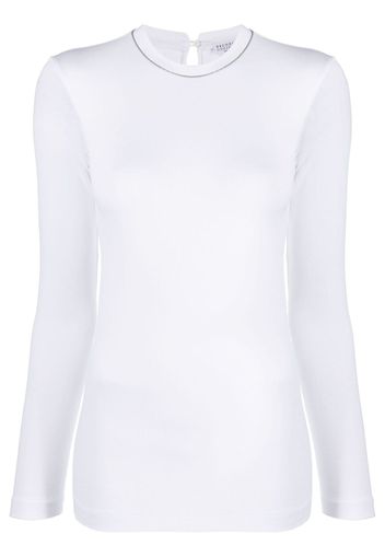 Brunello Cucinelli Monili bead-embellished top - Weiß