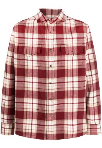 Brunello Cucinelli check-pattern cotton shirt - Rot