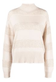 Brunello Cucinelli Gestreifter Rollkragenpullover - Nude