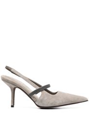 Brunello Cucinelli Slingback-Pumps aus Wildleder 80mm - Grau