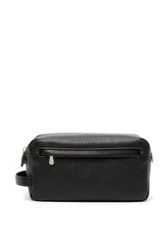 Brunello Cucinelli logo-engraved leather wash bag - Schwarz