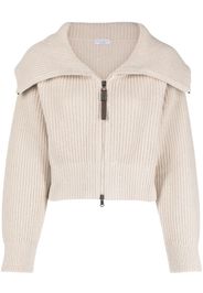 Brunello Cucinelli ribbed zip-up cardigan - Nude