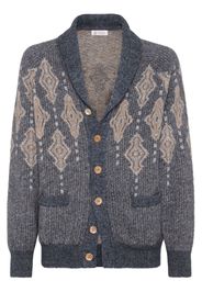 Brunello Cucinelli Gestrickter Intarsien-Cardigan - Blau