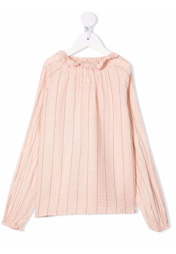 Buho ruffled-collar striped blouse - Rosa