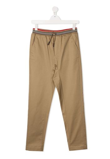 Burberry Kids Gestreifte TEEN Hose mit Kordelzug - Braun