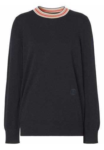 Burberry stripe-neckline cashmere jumper - Schwarz