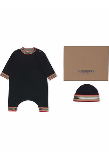 Burberry Kids Icon Stripe-trim wool two-piece set - Schwarz