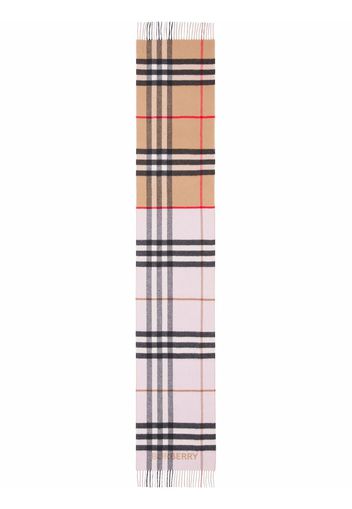 Burberry contrast-check fringed scarf - Nude