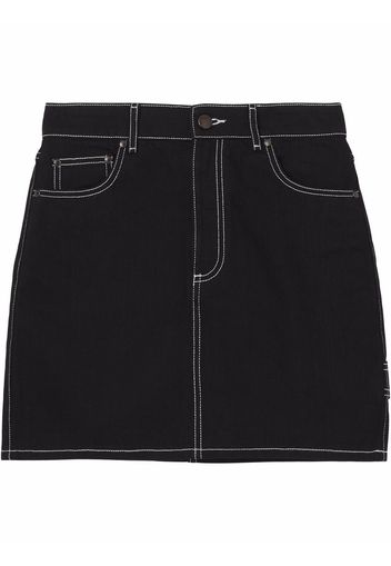 Burberry contrast-stitch raw-denim skirt - Schwarz